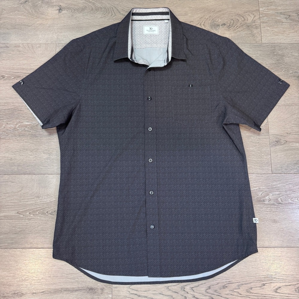 7 Diamonds Monti Mens Charcoal Grey 4-Way Stretch Short Sleeve Shirt XLarge XL